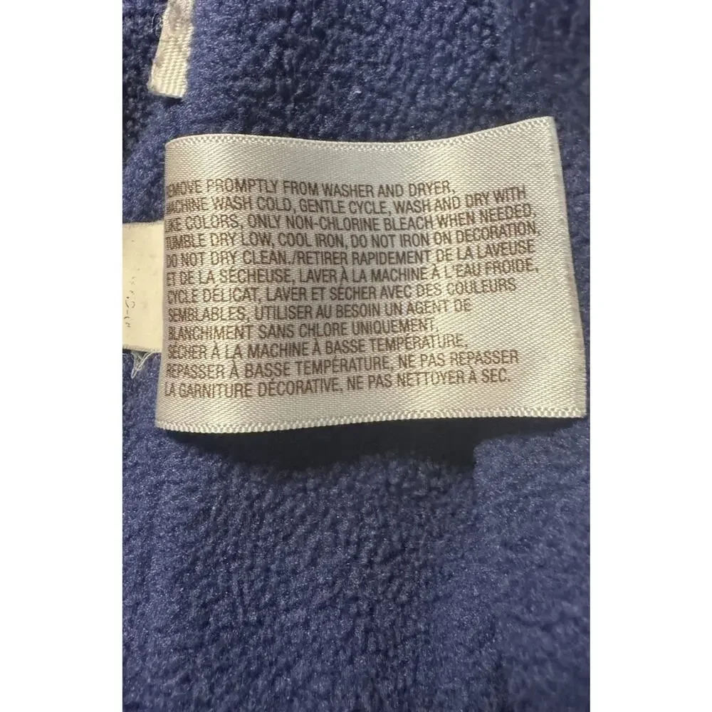 Y2K Old Navy Baby 12-18M Blue Puffer Vest Fur Trim Hood Moto Patch Winter Coat